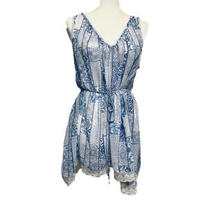 JESSICA Simpson Maternity White & Purple Sheer Sleeveless Top